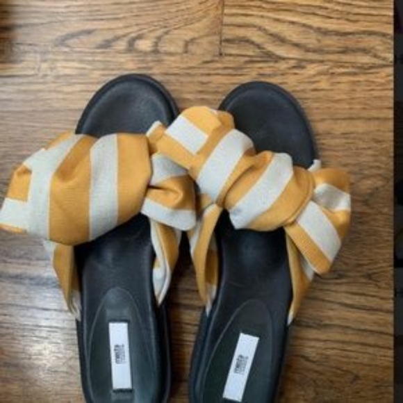 Miista Yellow and White Bow Sandals - Picture 3 of 4